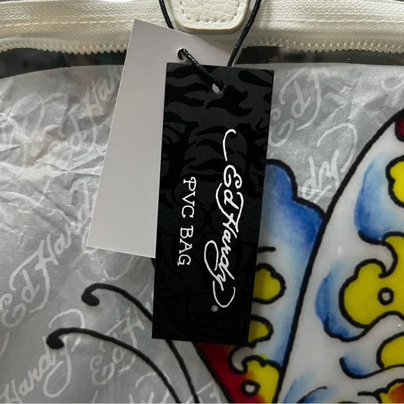 NWT Ed Hardy Butterfly Graphic Clear PVC Tote Bag Y2K 90s Edgy Streetwear - Picture 4 of 10